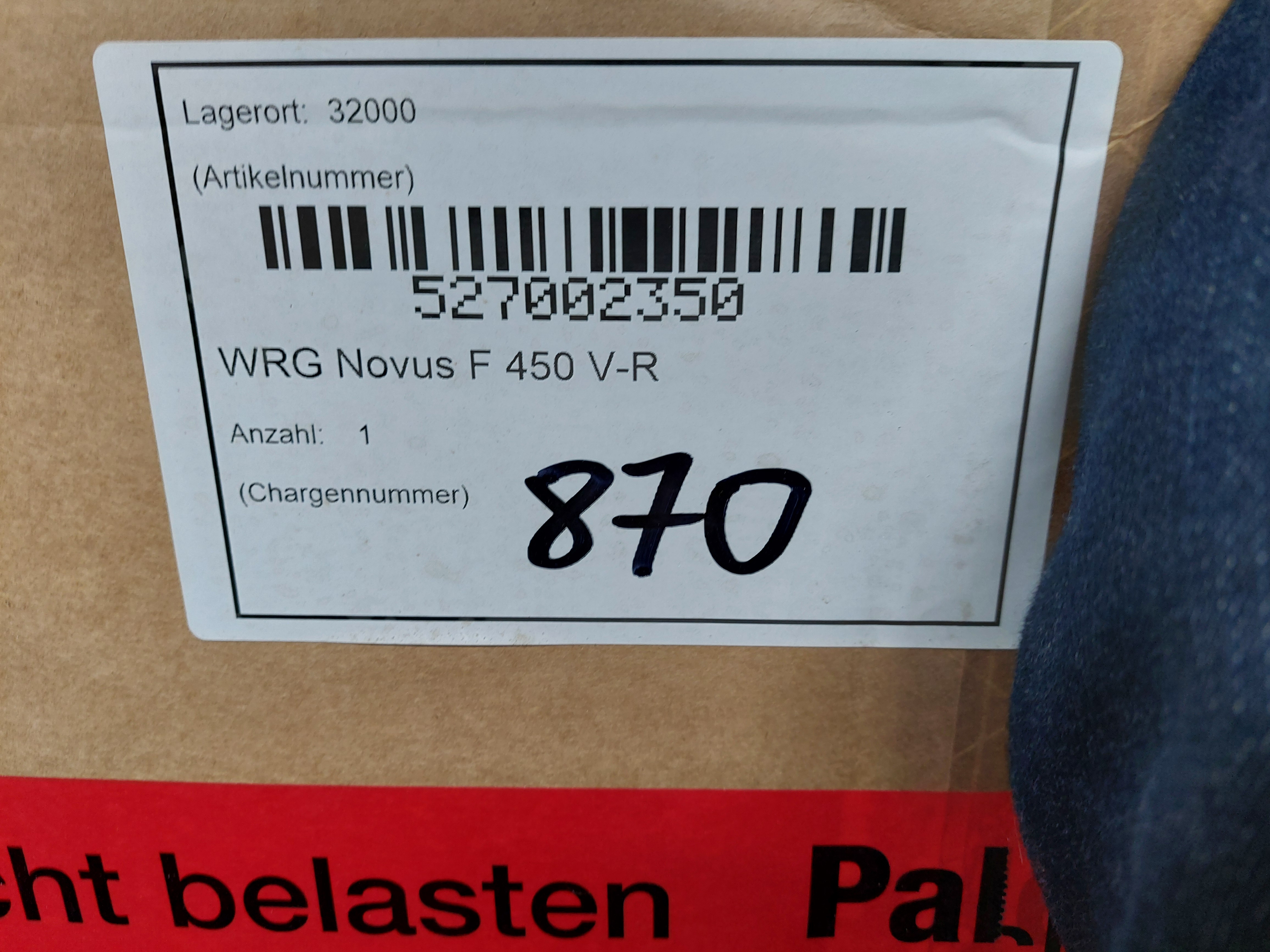 PAUL NOVUS F450 V-R Etikett